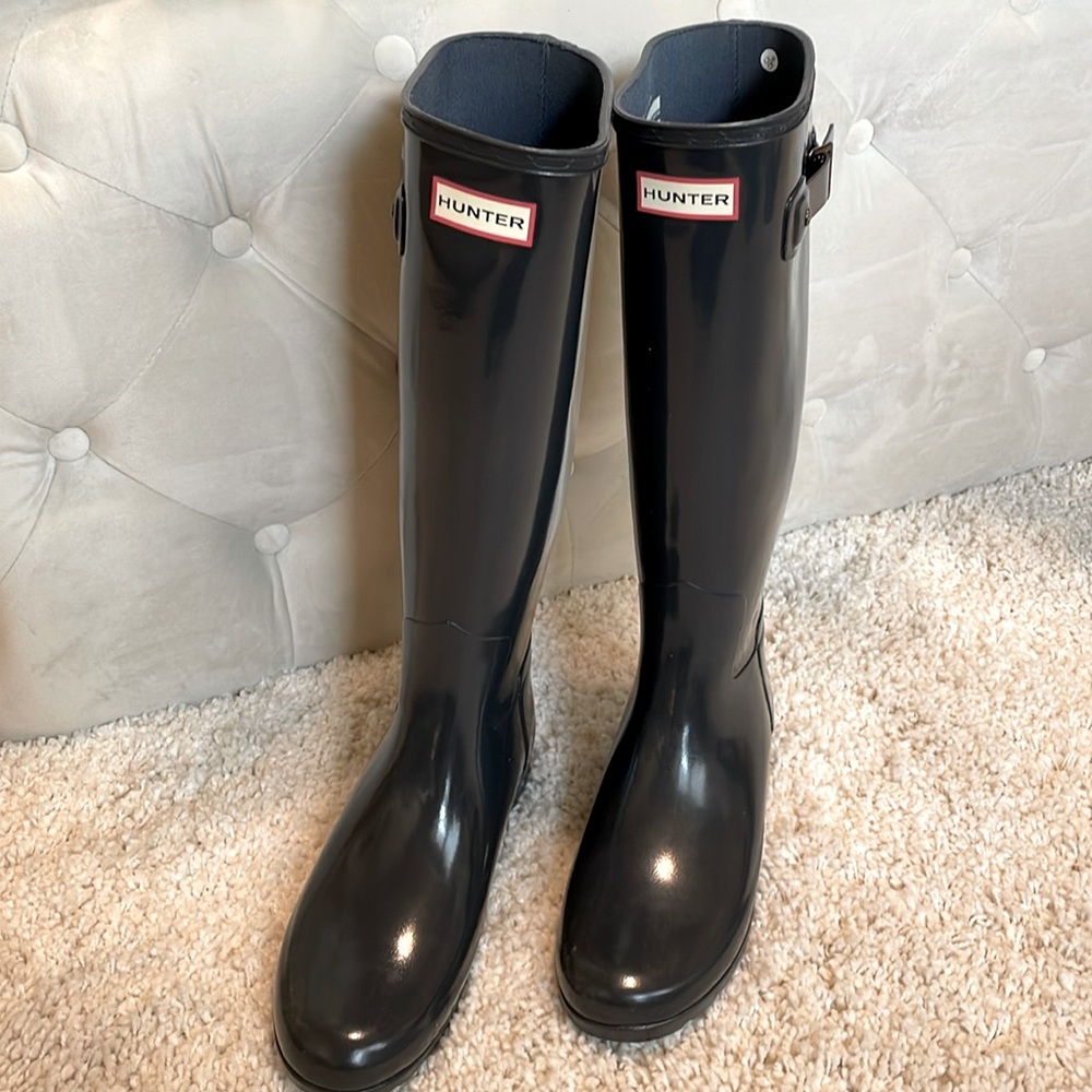 New grey hunter rain boots rubber original tall knee high women’s 7